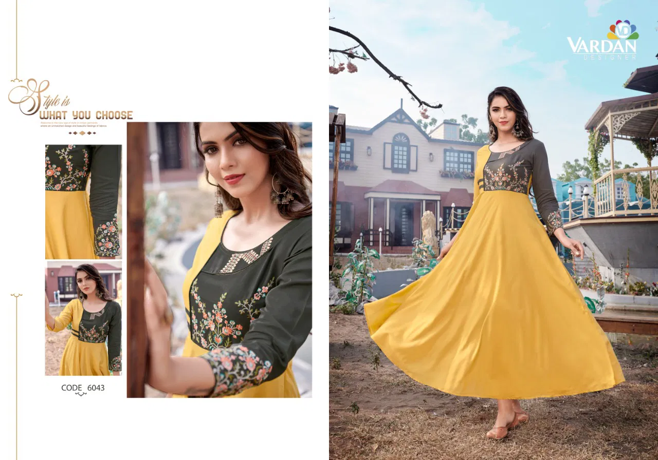 Vardan Ravia 1 New Designer Party Wear Rayon Anarkali Kurti Collection